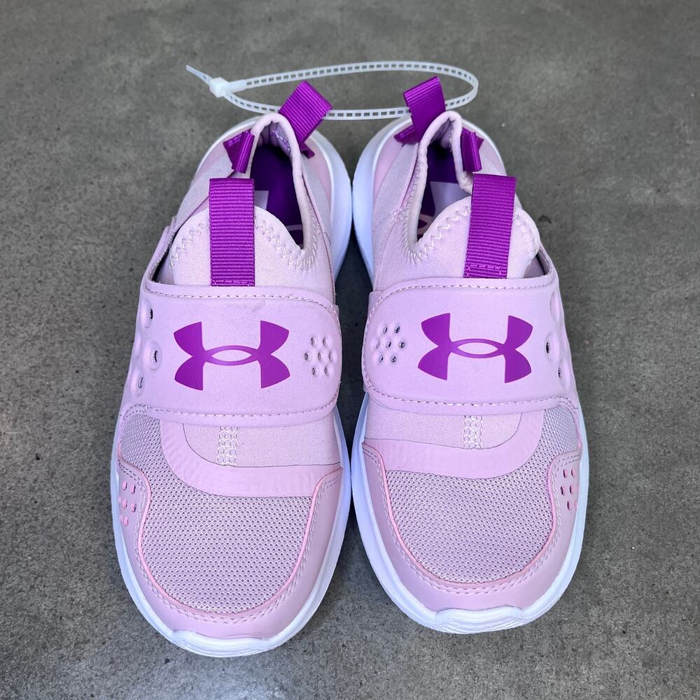 Under Armour Runplay slip on magenta running sneakers youth girls size 3 NEW